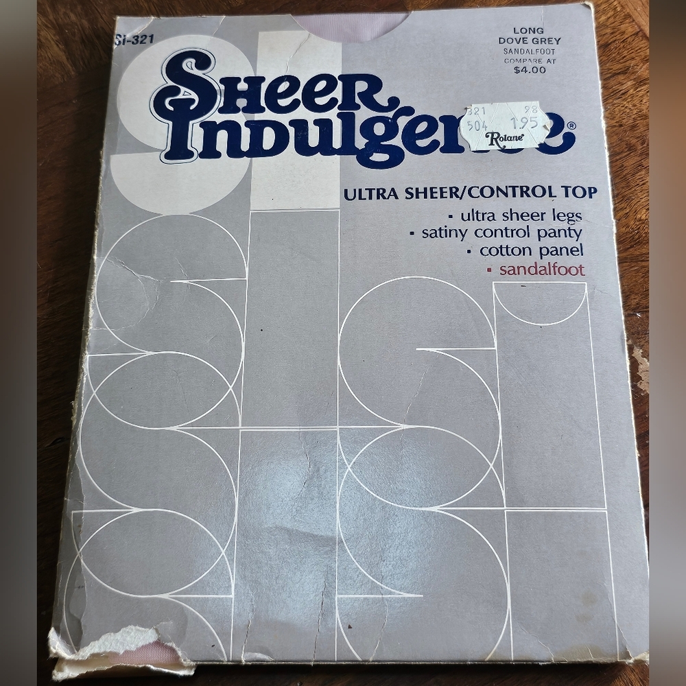 Vtg SHEER INDULGENCE Ultra SHEER Pantyhose Nylons Long Gray Dove Control Top